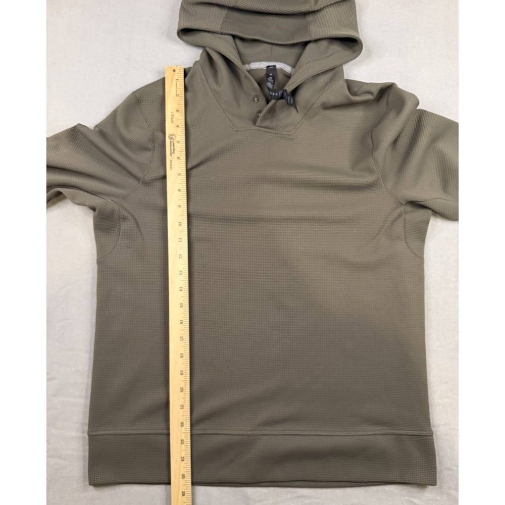 LULULEMON Shift Stitch Hoodie Mens Medium Green Waffle Knit Pullover Performance - Picture 9 of 11